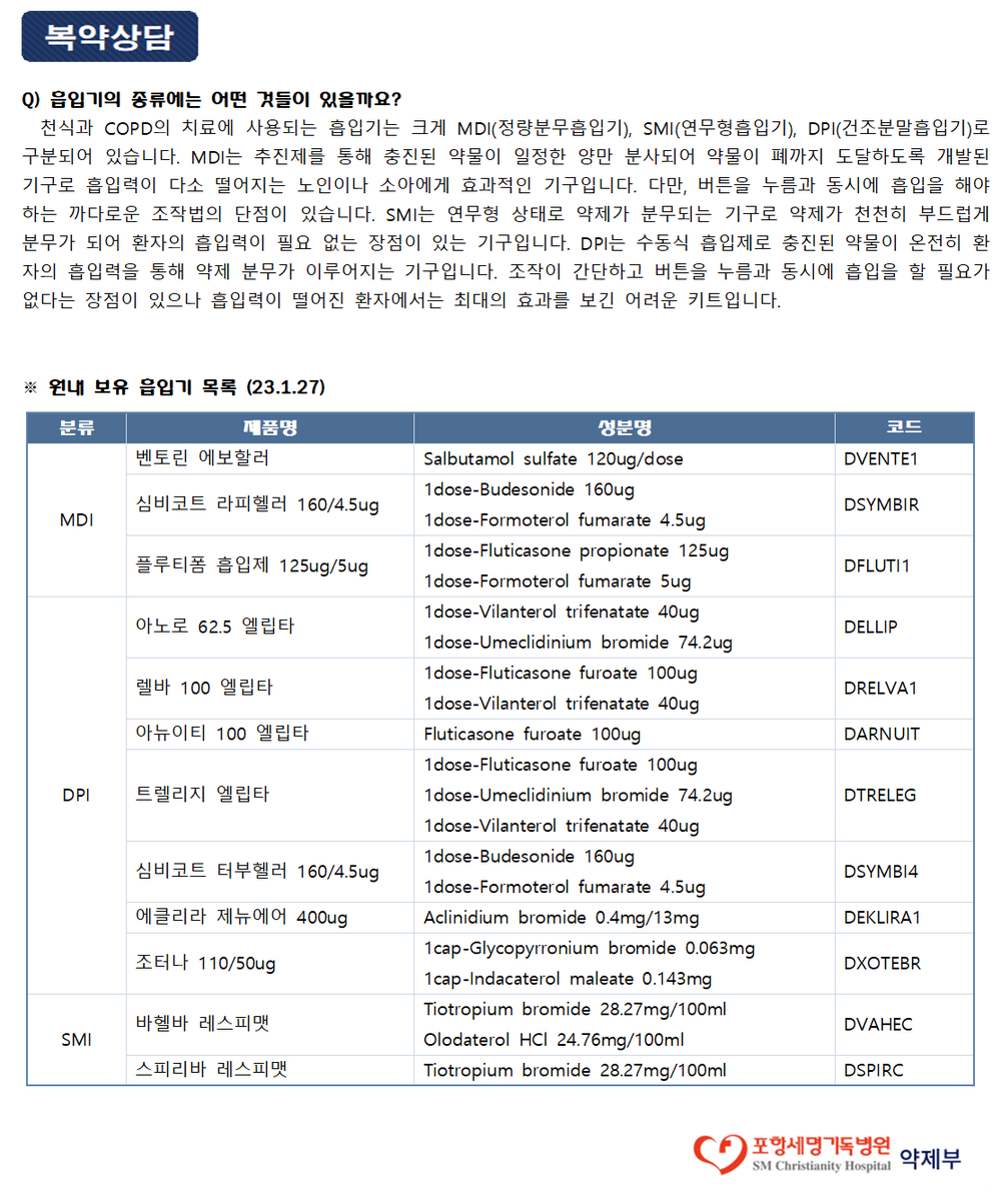 흡입기의 종류